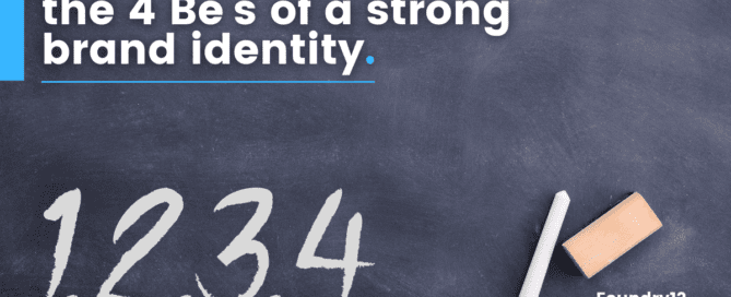 Foundry12 | 4 Be's of a strong brand identity written against a blackboard